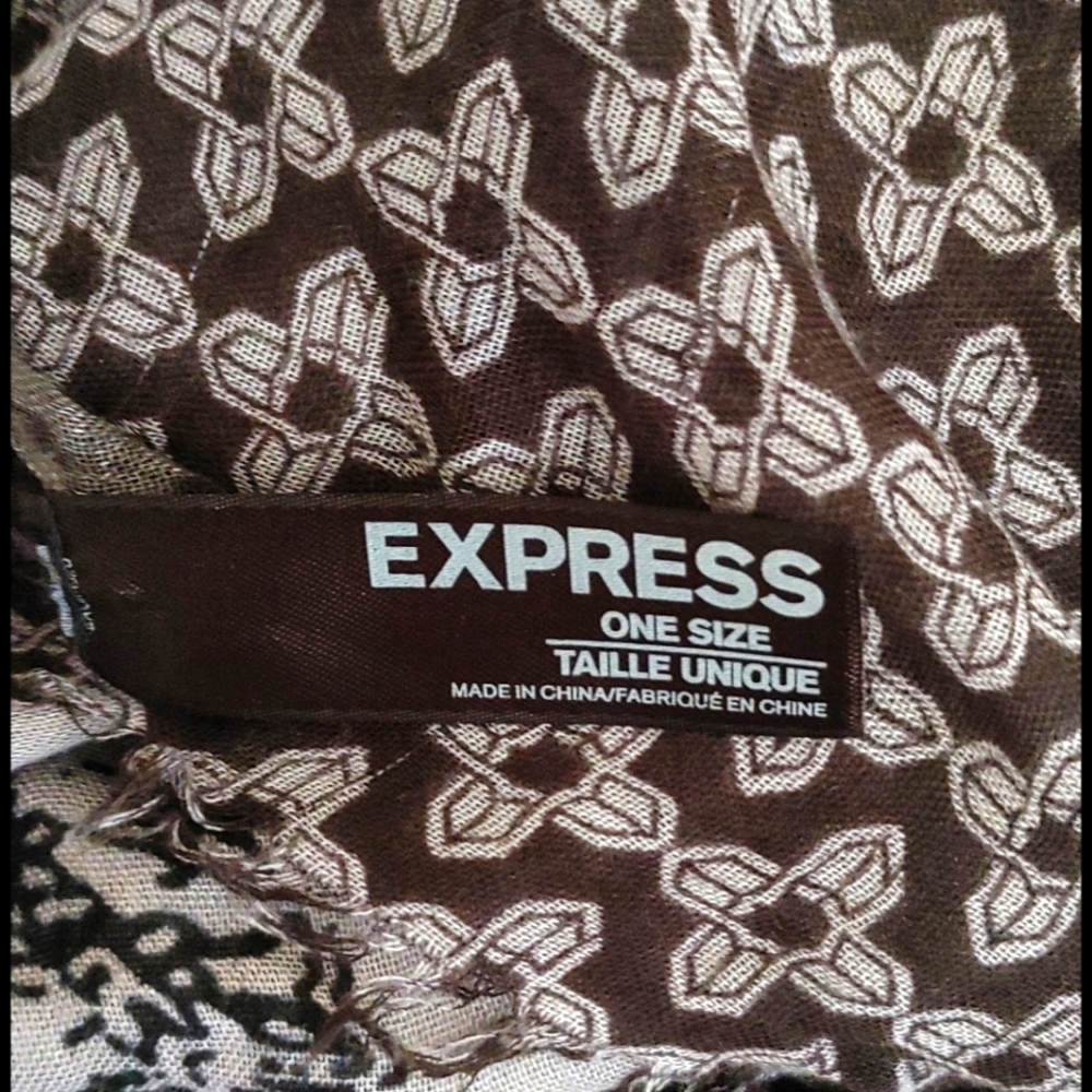 Express Multipatterned Black & Gray Scarf. - Picture 2 of 6